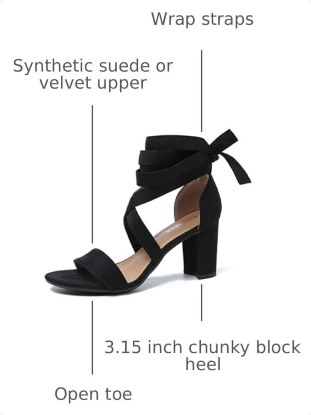 Strappy Lace-Up Ankle Wrap Block Heel Sandals - Open Toe Chunky Heels, 3